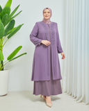 Önü ve Arkası Şifonlu Taş Detaylı Büyük Beden Sendi Elbise Gül Kurusu | 801333