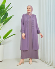Robe en mousseline grande taille avec pierres Gris | 8013-1-24