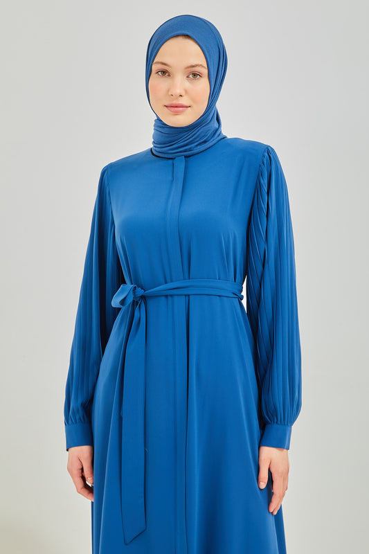 Abaya bleu roi pli aux manches | 2089-6
