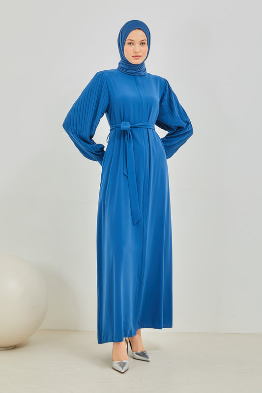 Abaya bleu roi pli aux manches | 2089-6