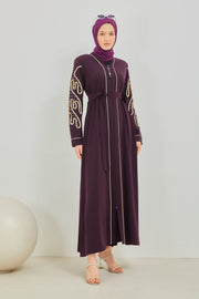 Abaya Noir | avec détail de bande 2067-6-8