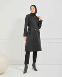 Kapşonlu Trençkot Siyah | 160051