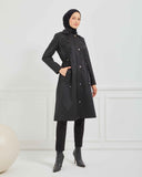 Kapşonlu Trençkot Siyah | 160051
