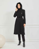 Dizaltı Kapşonlu Kaşe Mont Siyah | 17001K1