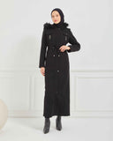 Kapşonlu Kaşe Mont Siyah | 170011