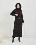 Kapşonlu Kaşe Mont Siyah | 170011