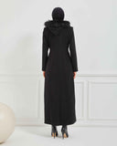 Kapşonlu Kaşe Mont Siyah | 170011