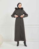 Kapşonlu Kaşe Mont Füme | 1700141