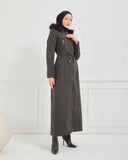 Kapşonlu Kaşe Mont Füme | 1700141