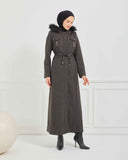 Kapşonlu Kaşe Mont Füme | 1700141