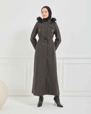 Kapşonlu Kaşe Mont Füme | 1700141