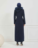 Kapşonlu Kaşe Mont Lacivert | 170015