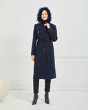 Dizaltı Kapşonlu Kaşe Mont Lacivert | 17001K5