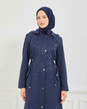 Kapşonlu Trençkot Lacivert | 160055