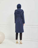 Kapşonlu Trençkot Lacivert | 160055