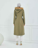 Dizaltı Kapşonlu Kaşe Mont Haki | 17001K9