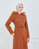 Dizaltı Kapşonlu Kaşe Mont Taba | 17001K37