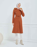 Dizaltı Kapşonlu Kaşe Mont Taba | 17001K37