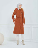 Dizaltı Kapşonlu Kaşe Mont Taba | 17001K37