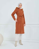 Dizaltı Kapşonlu Kaşe Mont Taba | 17001K37