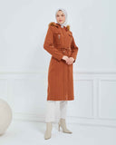 Dizaltı Kapşonlu Kaşe Mont Taba | 17001K37