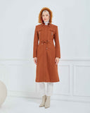 Dizaltı Kapşonlu Kaşe Mont Taba | 17001K37