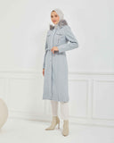 Dizaltı Kapşonlu Kaşe Mont Gri | 17001K24