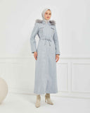 Kapşonlu Kaşe Mont Gri | 1700124