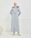 Kapşonlu Kaşe Mont Gri | 1700124