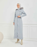 Kapşonlu Kaşe Mont Gri | 1700124