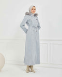 Kapşonlu Kaşe Mont Gri | 1700124