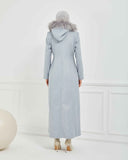 Kapşonlu Kaşe Mont Gri | 1700124