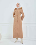 Kapşonlu Kaşe Mont Vizon | 1700123