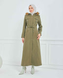 Kapşonlu Kaşe Mont Haki | 170019