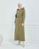 Kapşonlu Kaşe Mont Haki | 170019