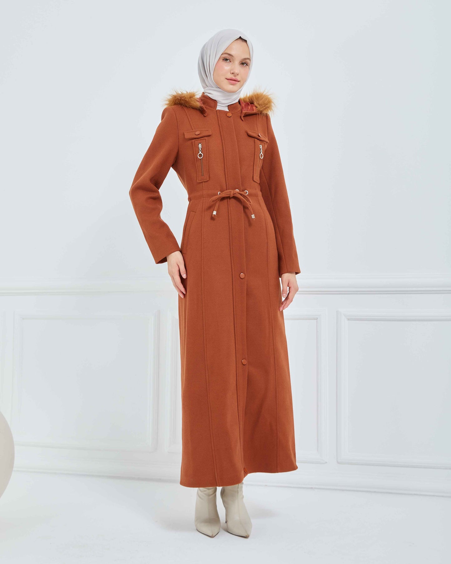 Kapşonlu Kaşe Mont Taba | 1700137