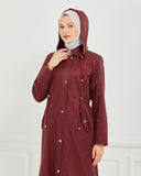 Kapşonlu Trençkot Bordo | 160057