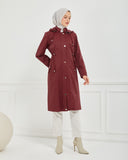 Kapşonlu Trençkot Bordo | 160057