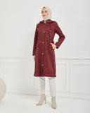 Kapşonlu Trençkot Bordo | 160057