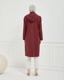 Kapşonlu Trençkot Bordo | 160057