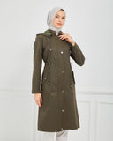 Kapşonlu Trençkot Haki | 160059