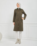 Kapşonlu Trençkot Haki | 160059