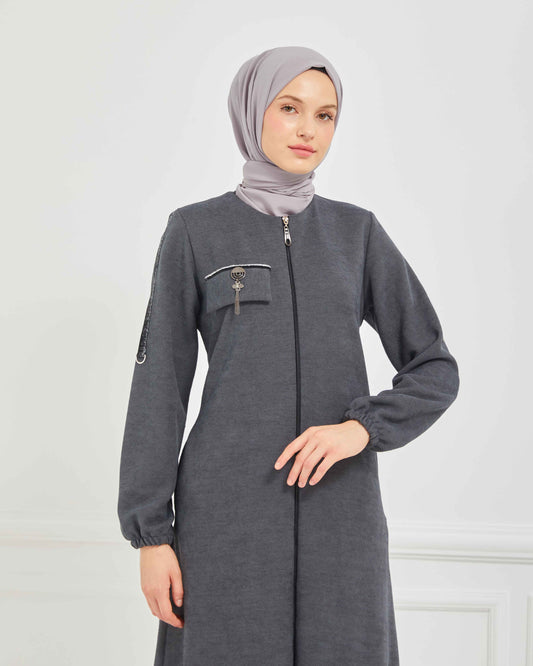 Kışlık Ferace Gri | K209524