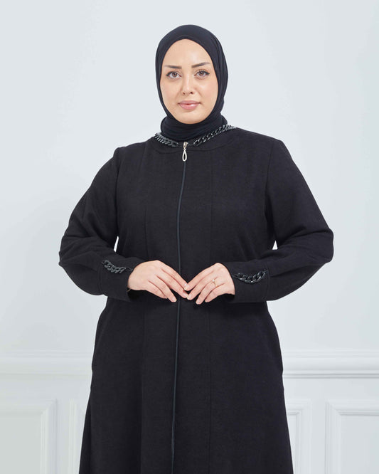 Büyük Beden Kışlık Ferace Siyah | K21001