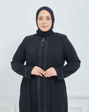 Abaya Brodée Pierre Grande Taille kaki  | 2063-9-9