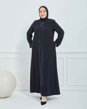 Abaya Brodée Pierre Grande Taille kaki  | 2063-9-9