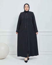 Abaya Brodée Pierre Grande Taille kaki  | 2063-9-9