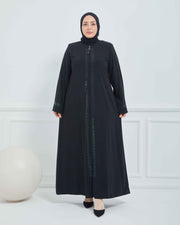 Abaya Brodée Pierre Grande Taille kaki  | 2063-9-9