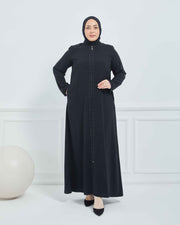 Abaya Brodée Pierre Grande Taille kaki  | 2063-9-9