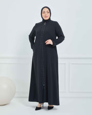 Abaya Brodée Pierre Grande Taille kaki  | 2063-9-9